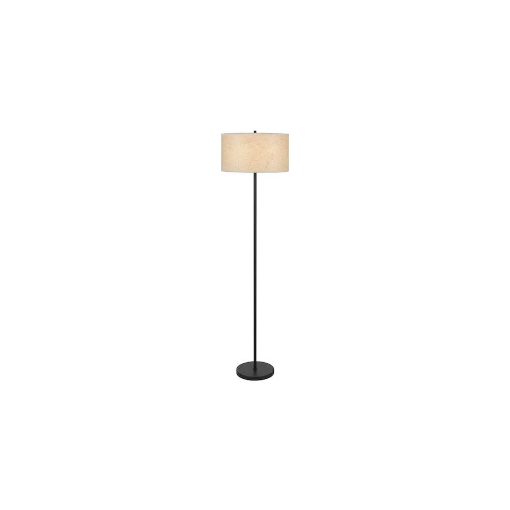 Cal Lighting 100 Watt Octavia Black Metal Pole Lamp with White Drum String Pattern Shade