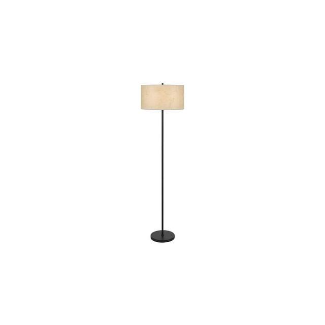 Cal Lighting 100 Watt Octavia Black Metal Pole Lamp with White Drum String Pattern Shade