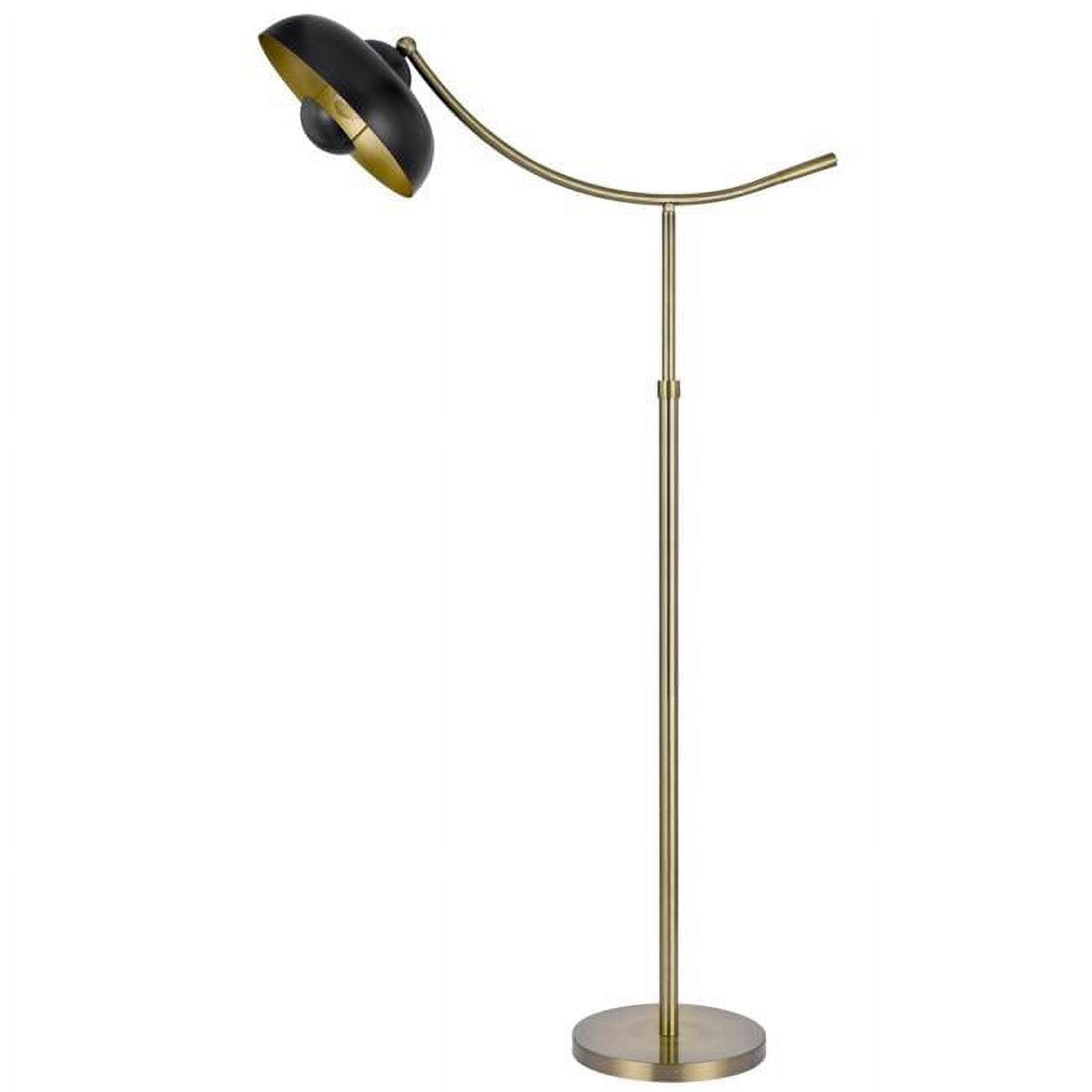 66 Inch Adjustable Arc Floor Lamp, Dome Shade, Dark Bronze, Antique Brass- Saltoro Sherpi