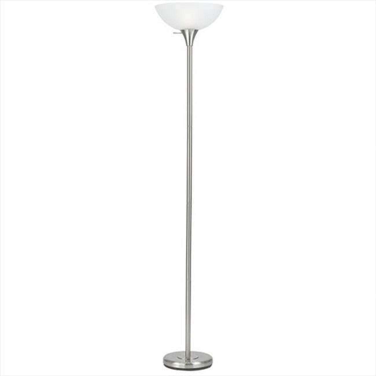 Cal Lighting 13.5" Durable Metal and Glass Torchiere Floor Lamp in Silver/White