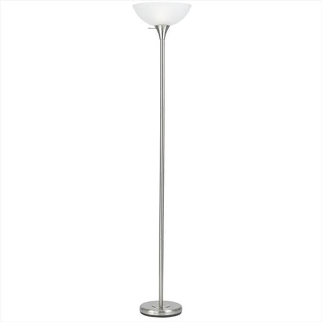 White Adjustable Metal Torchiere Floor Lamp with Glass Shade