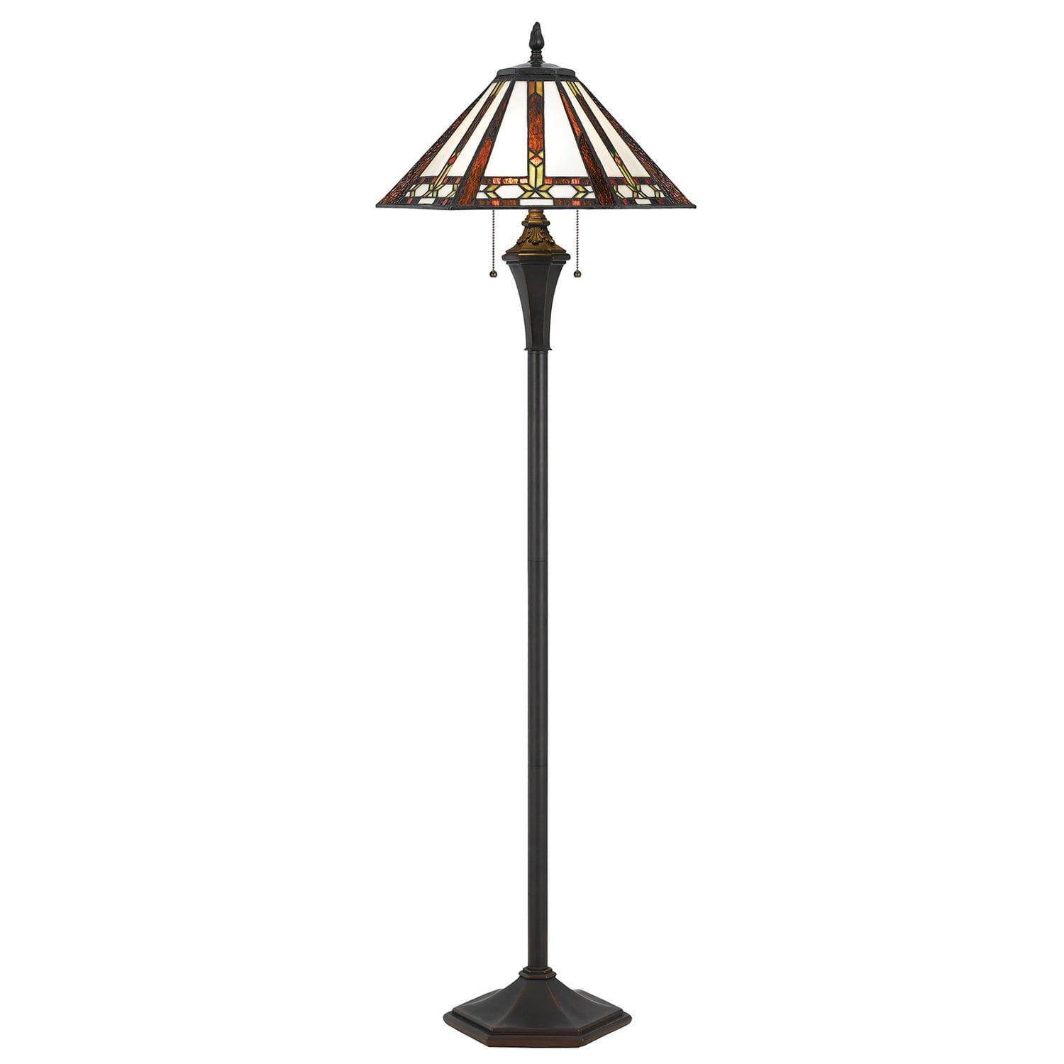 Tiffany Stained Glass Adjustable Bronze Floor Lamp