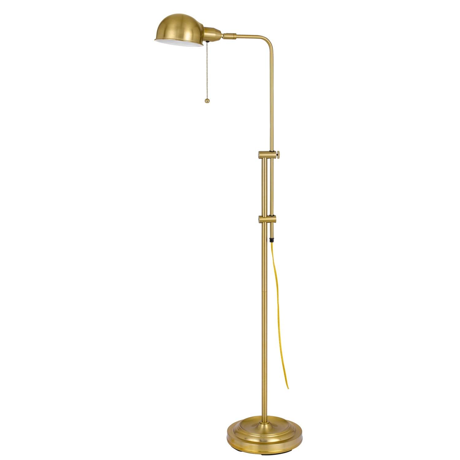 Slim Antique Brass Pharmacy Floor Lamp with Adjustable Arm