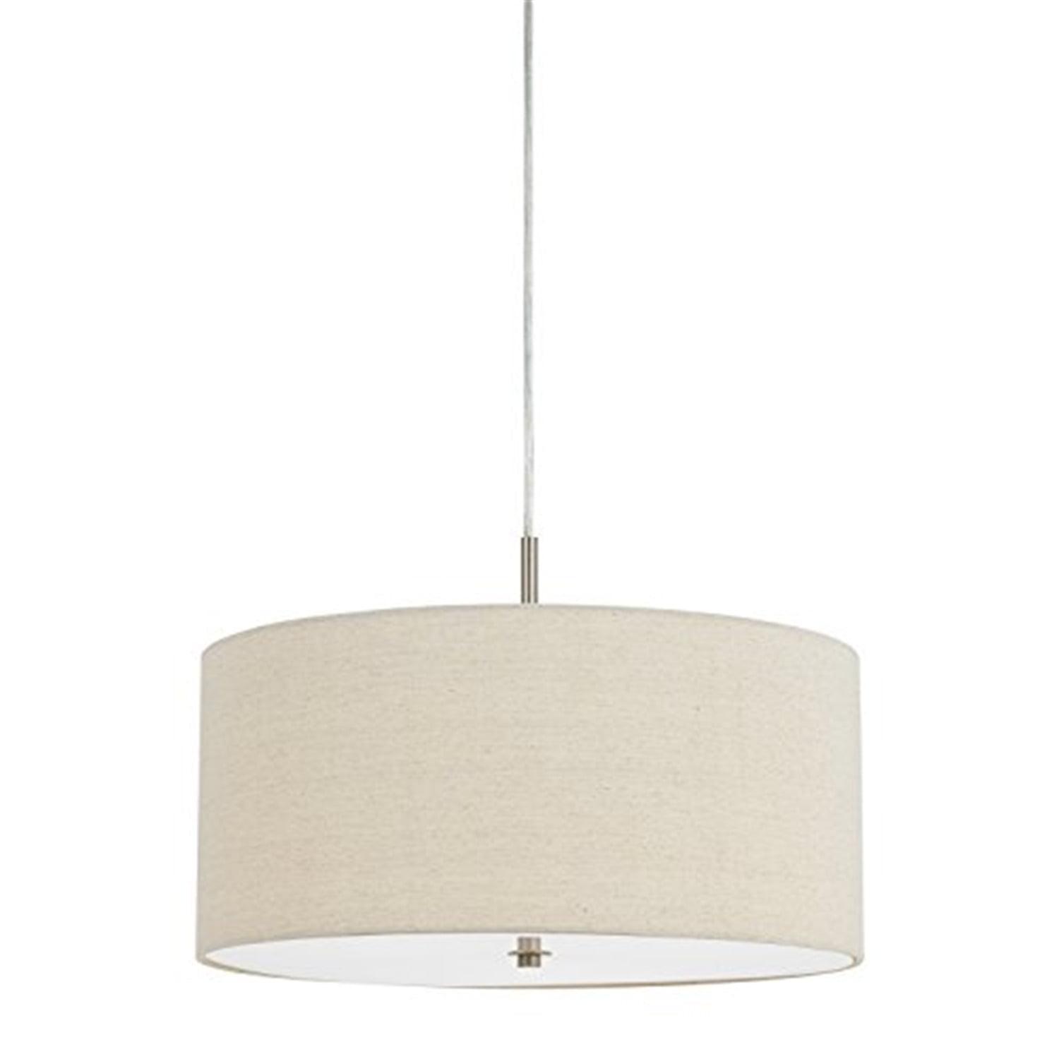 Addison 18" Off-White Linen Drum Pendant with Steel Accents