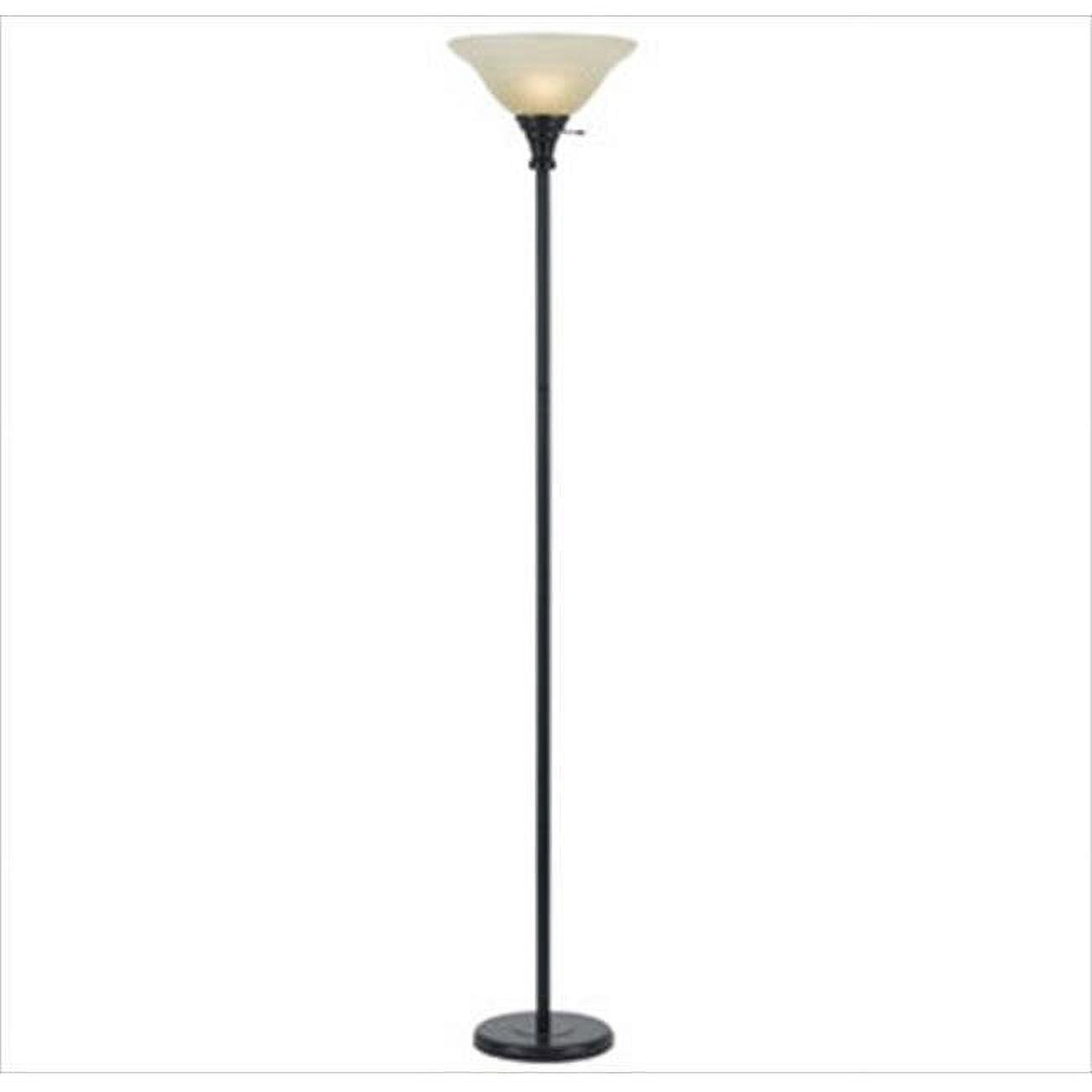 70" Dark Bronze Adjustable Torchiere with Glass Shade