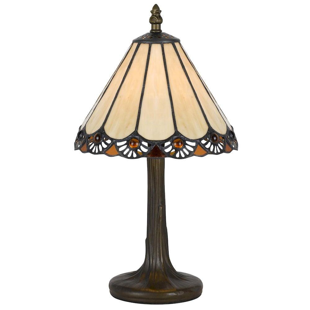 Tiffany-Inspired Bronze Desk Lamp with Stained Glass Shade