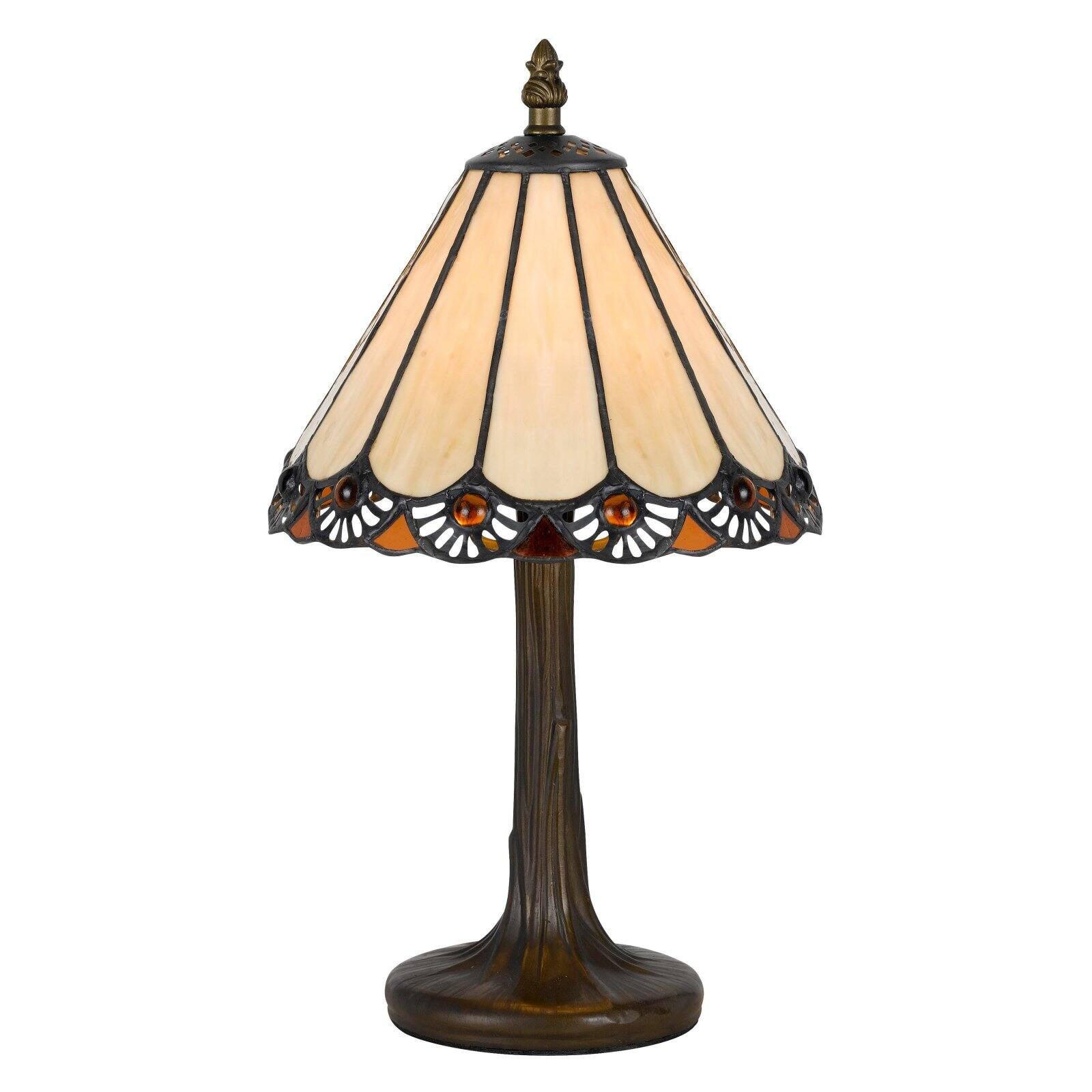 Tiffany-Inspired Bronze Desk Lamp with Stained Glass Shade