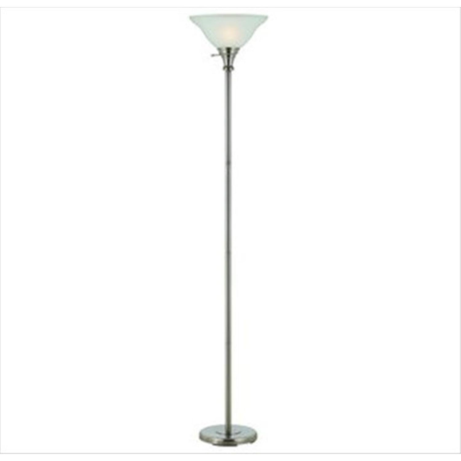70" Height Metal Torchiere in Brushed Steel-Color:Brushed Steel,Finish:Brushed Steel,Material:Glass,Shape:Round,Style:Lifestyle,Wattage:150W