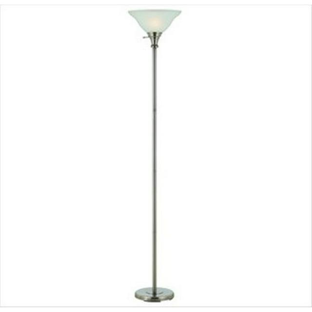 70" Height Metal Torchiere in Brushed Steel-Color:Brushed Steel,Finish:Brushed Steel,Material:Glass,Shape:Round,Style:Lifestyle,Wattage:150W
