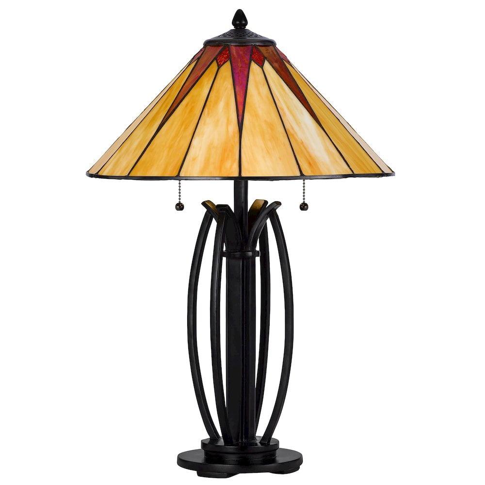 Multicolor Stained Glass Tiffany Table Lamp with Black Finish