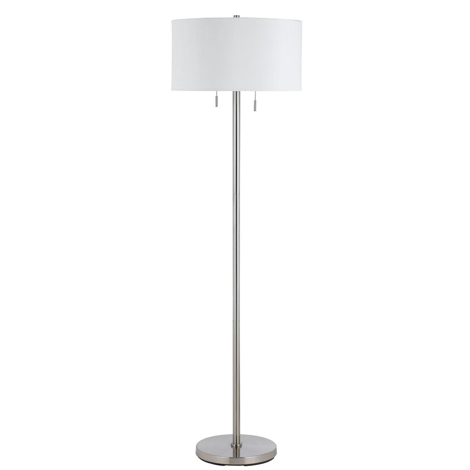 Adjustable Brushed Steel Floor Lamp with Fabric Shade