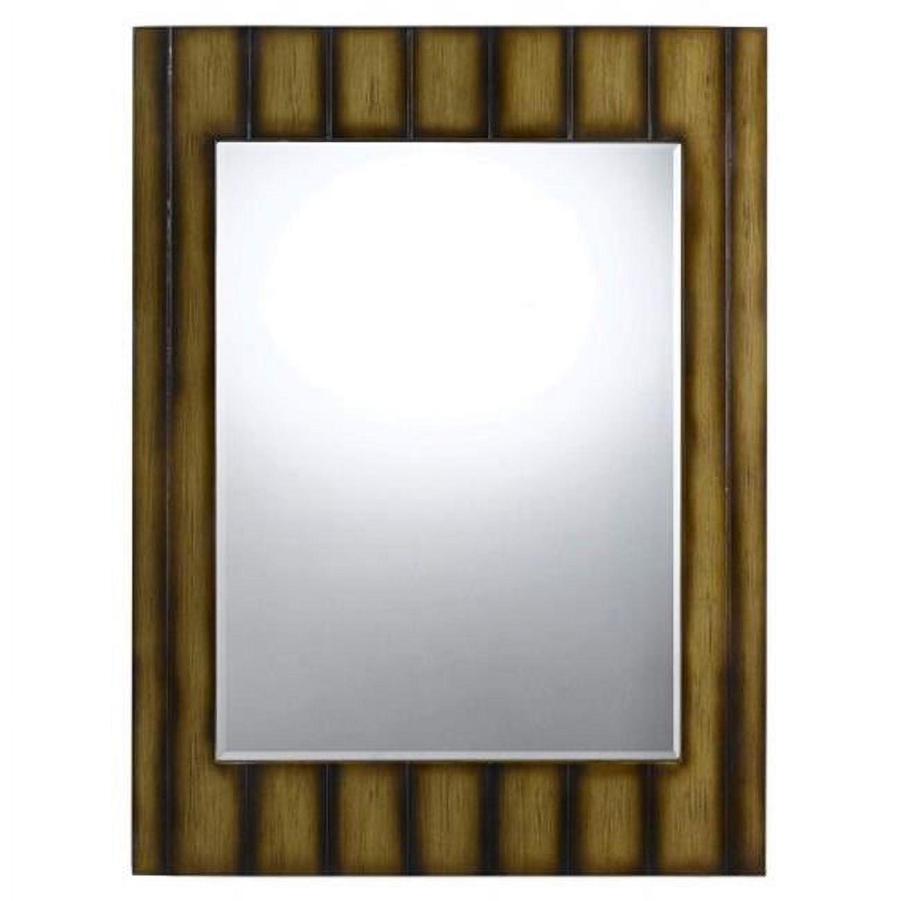 Clovis 48" Rectangular Teak Finish Polyurethane Beveled Wall Mirror