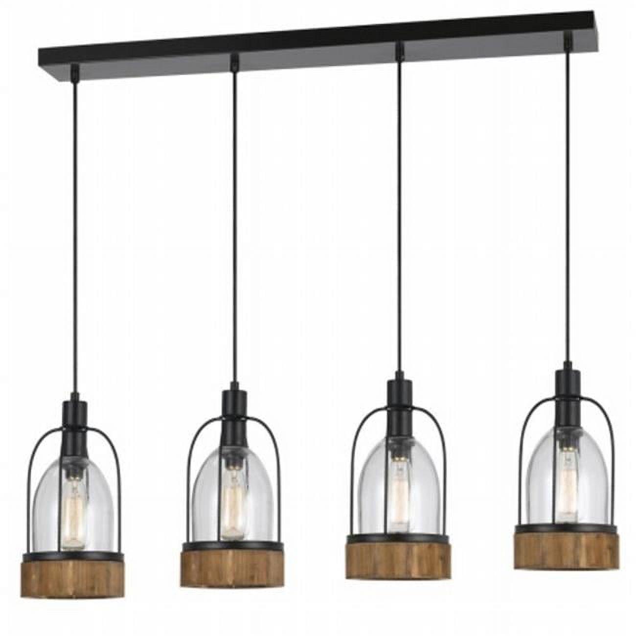 Beacon Bronze Cage Industrial Island Light with Clear Shades