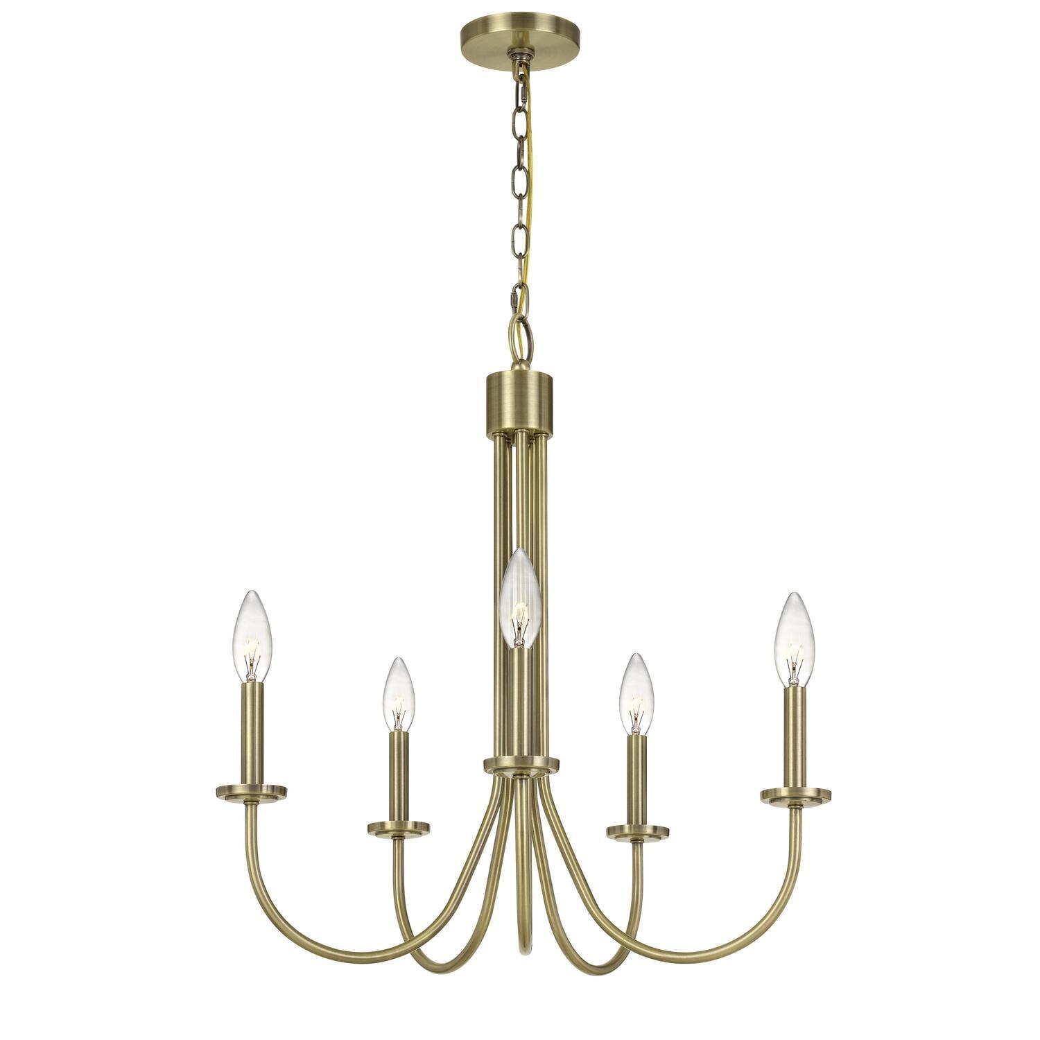 Antique Brass 5-Light Metal Candelabra Chandelier