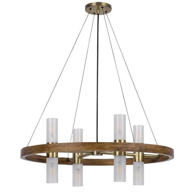 Hempstead Antique Brass and Wood 8-Light Ring Chandelier