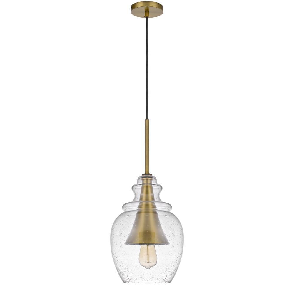 1 - Light Antique Brass Shaded Pendant