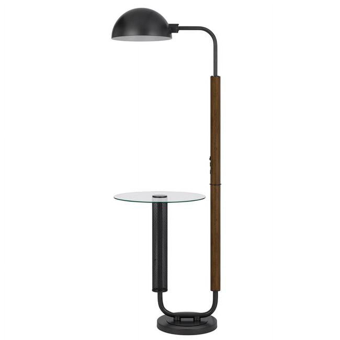 Edison Black Metal and Glass Floor Lamp with Tray