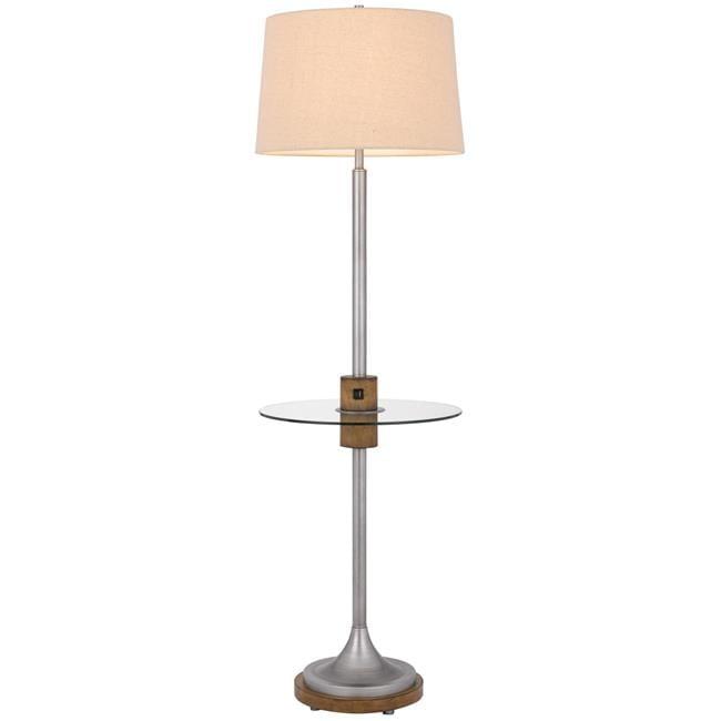 Cal Lighting Lavaca 1-Light Metal Floor Lamp with Tray Table in Antique Silver