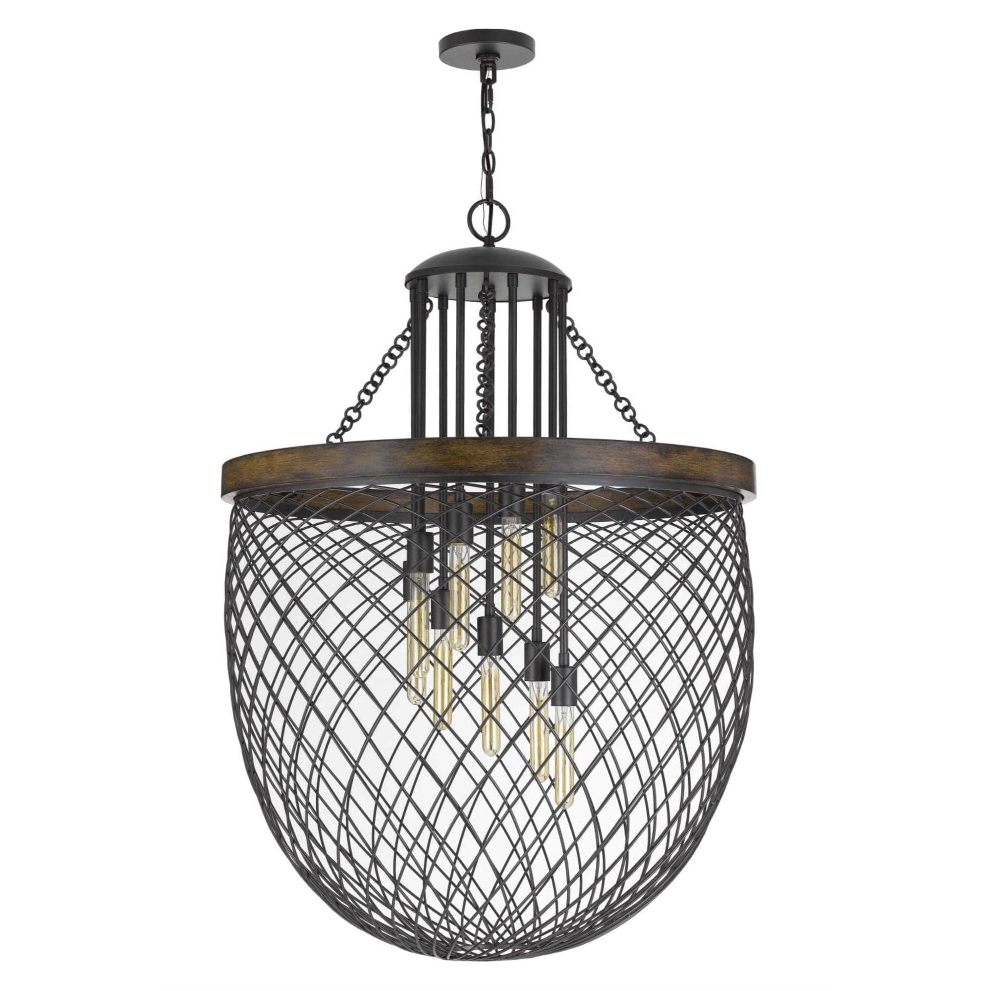 Marion Bronze and Wood 9-Light Metal Chandelier