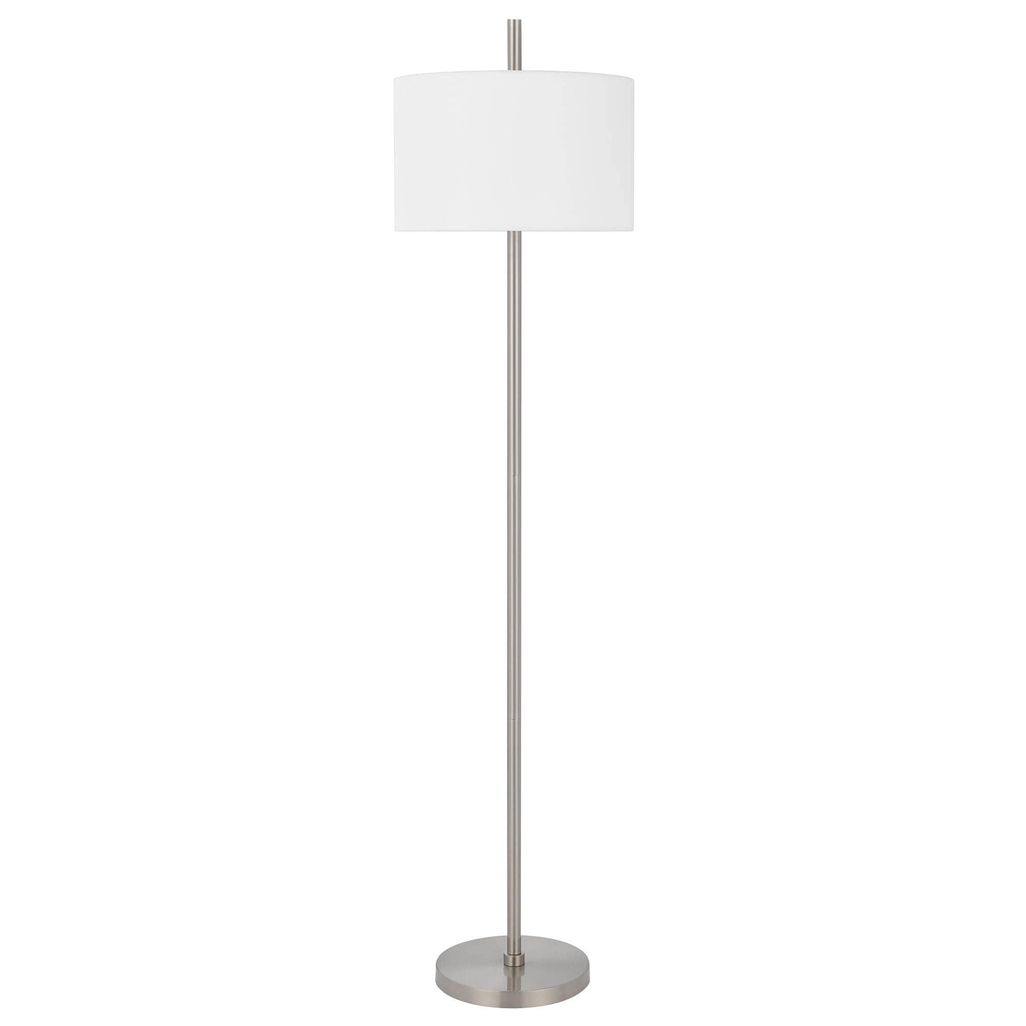 Roanne Brushed Steel Slim Modern Floor Lamp 66.5" Height