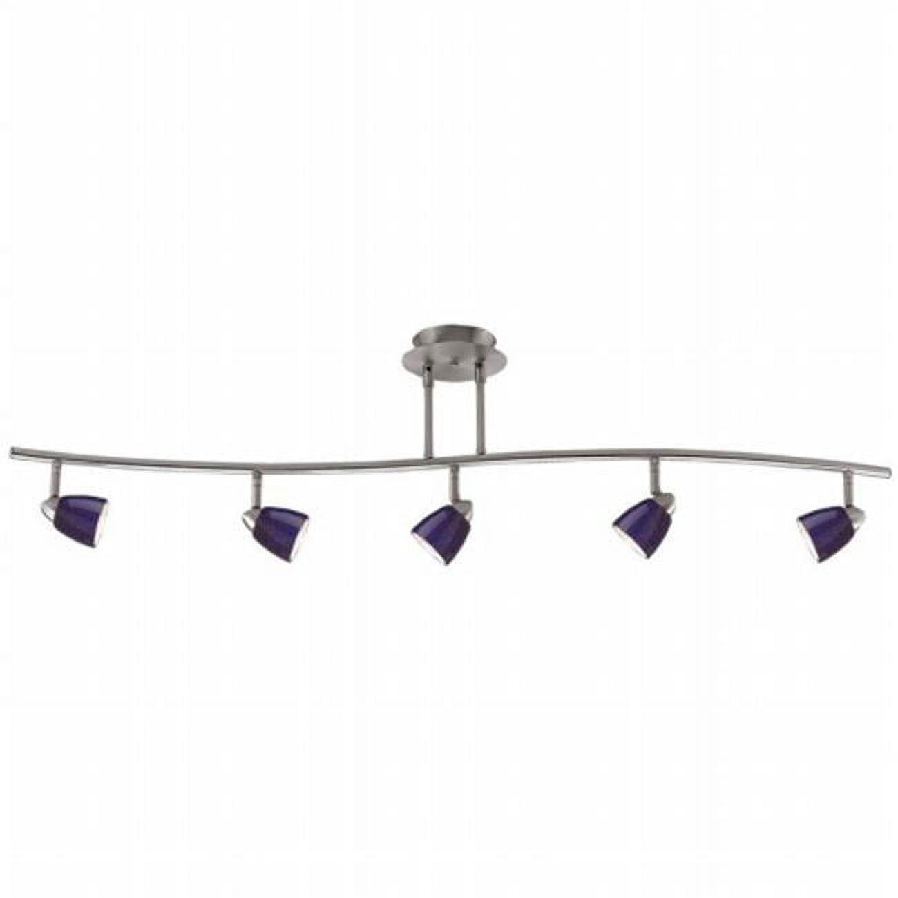 Serpentine 48'' Brushed Steel Track Lighting with Blue Glass