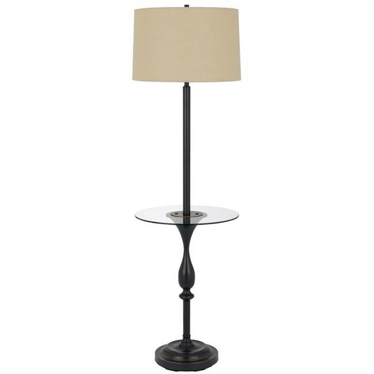 Sturgis Dark Bronze 3-Way Metal Floor Lamp with Glass Tray Table