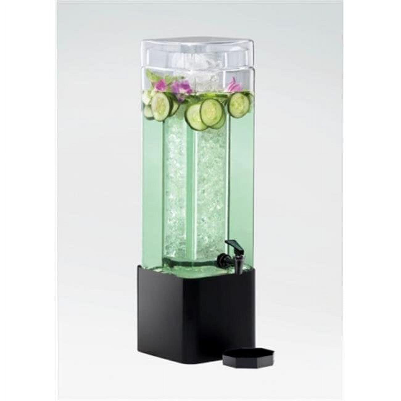 Cal-Mil Mission 3 Gallon Square Acrylic Beverage Dispenser with Black Metal Base and Ice Chamber