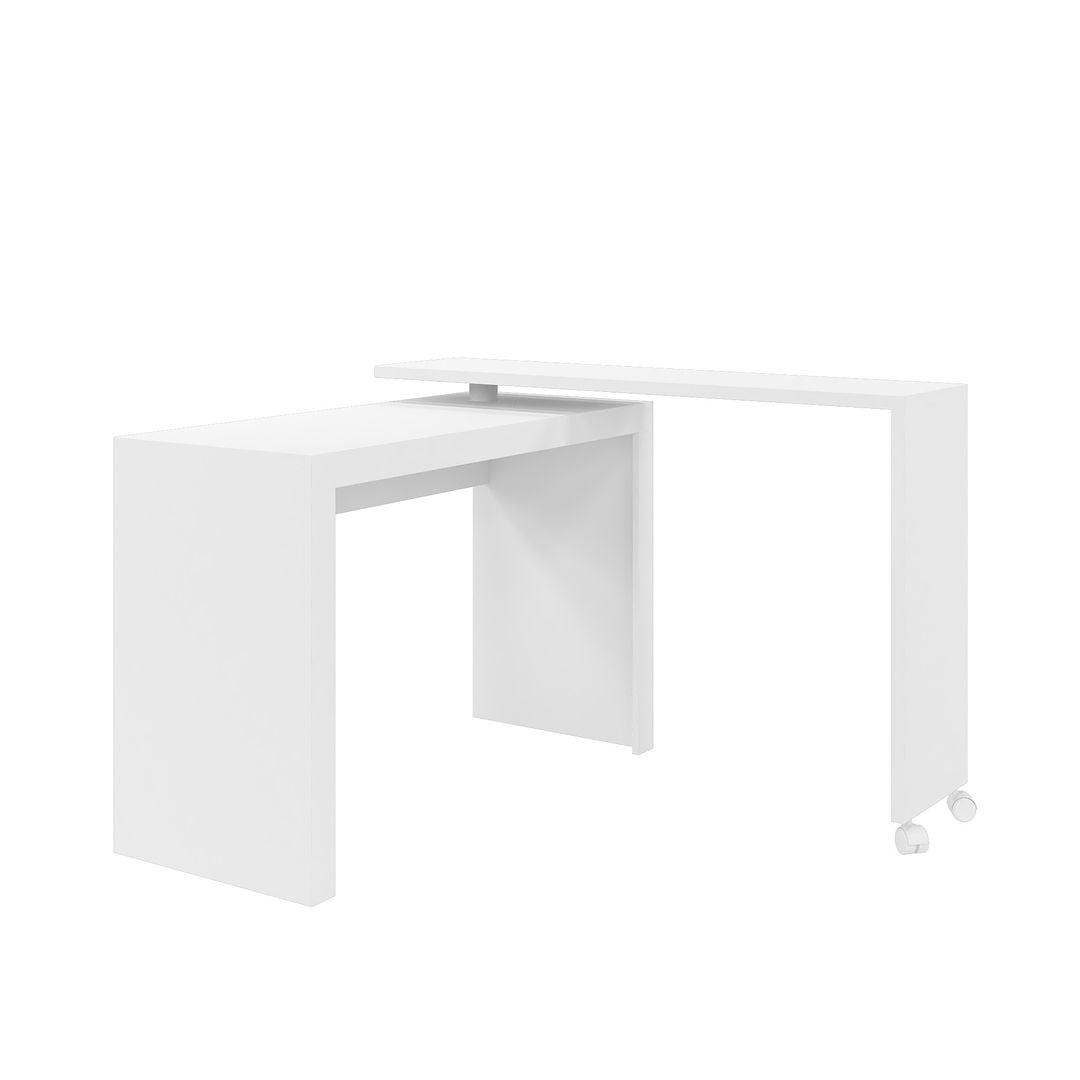 Calabria White Nested Swivel Desk in MDP with L-Shape Option