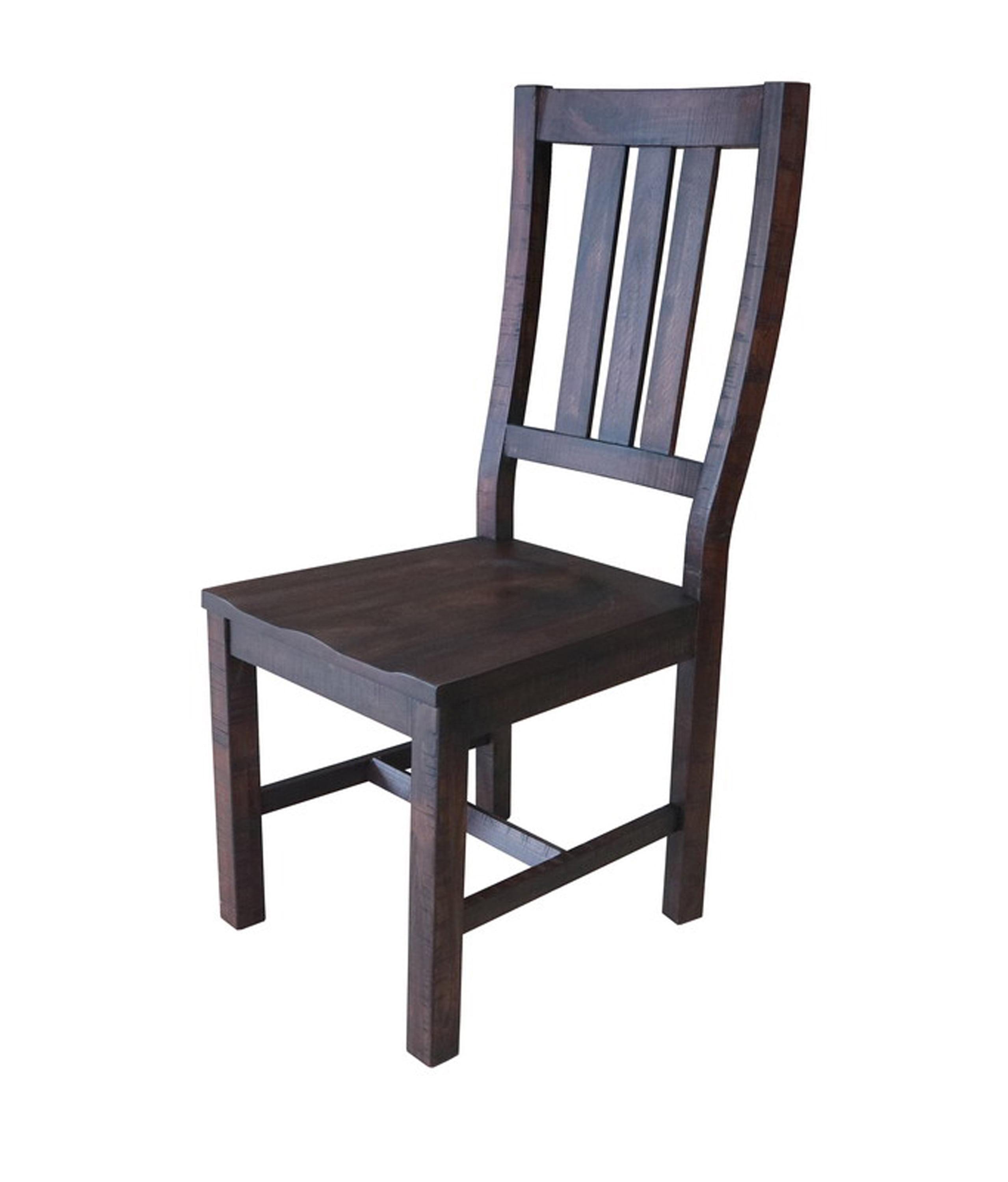 Transitional High Slat-Back Side Chair in Vintage Java, Set of 2