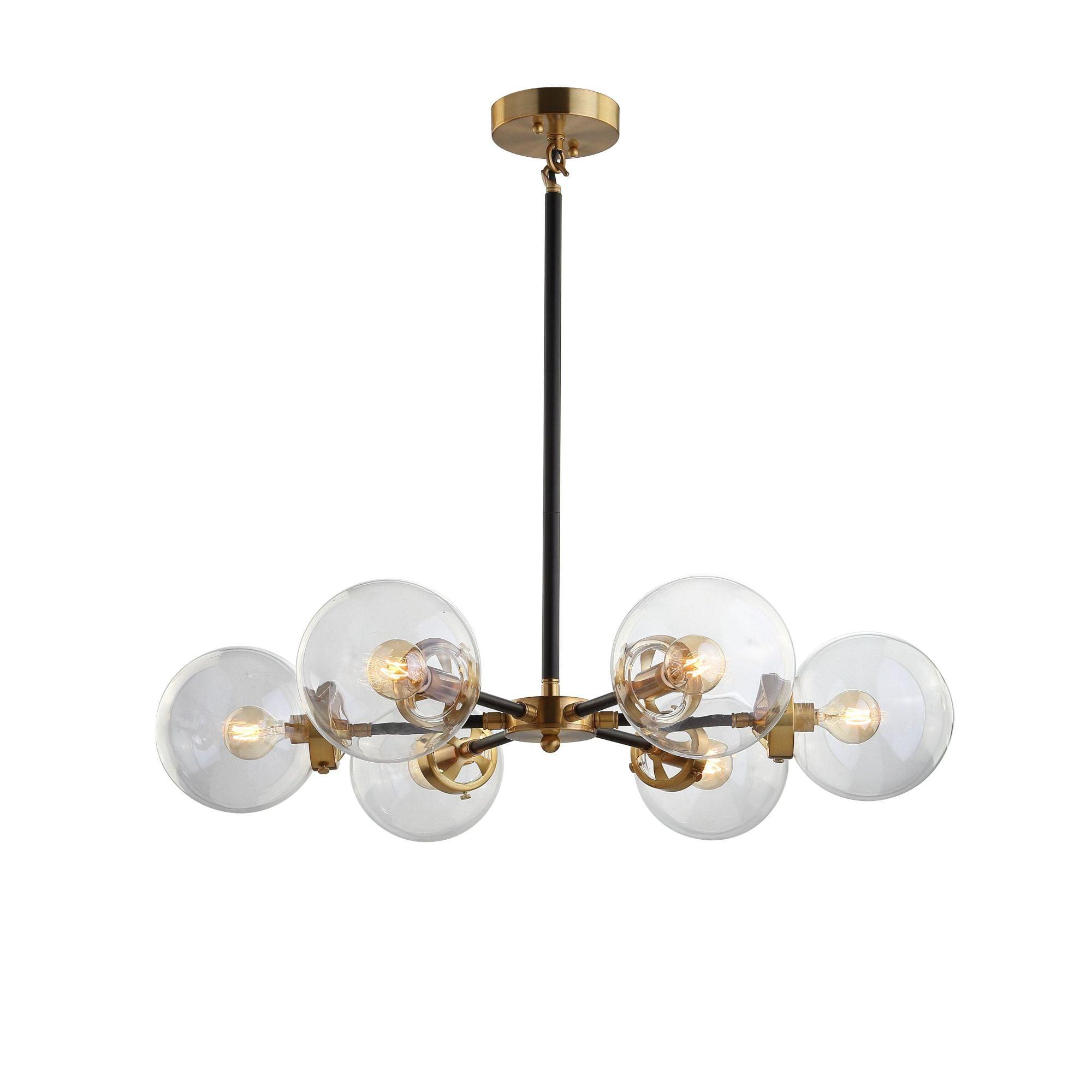 Caleb 28" Black and Brass Gold Sputnik LED Chandelier