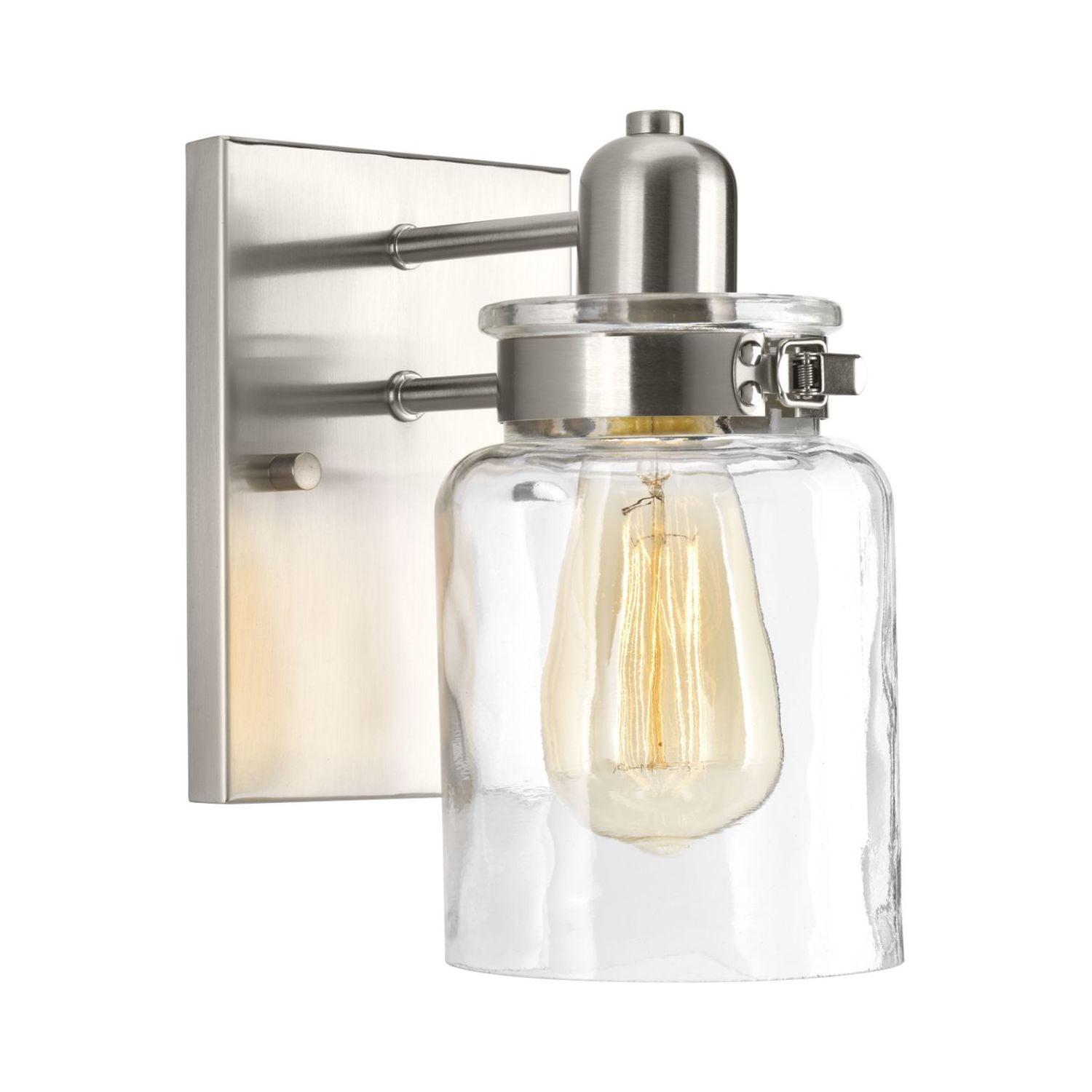 Progress Lighting Calhoun Collection 1-Light Bath & Vanity Wall Light, Brushed Nickel, Clear Glass Shade
