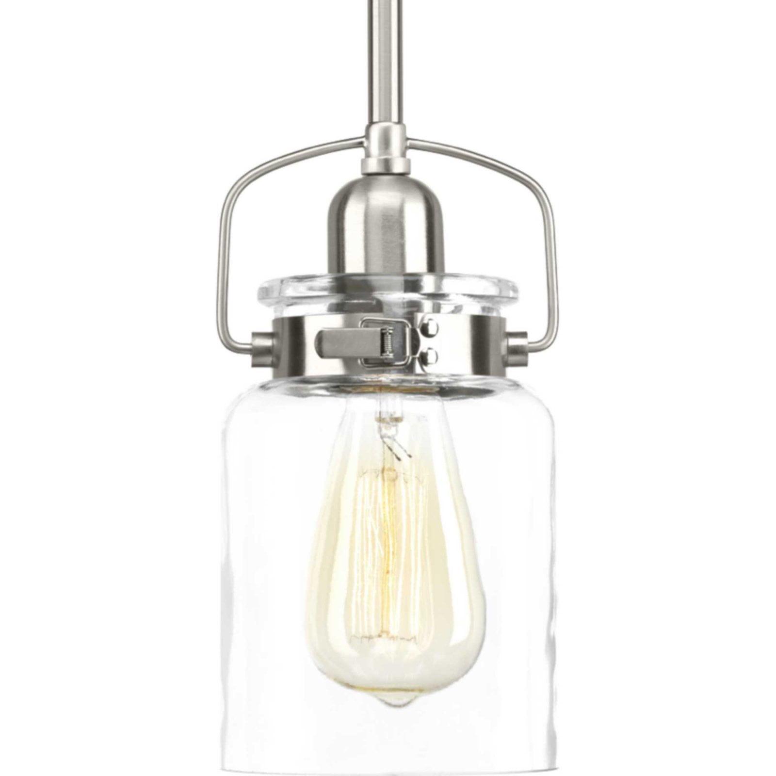 Progress Lighting Calhoun 1-Light Pendant, Brushed Nickel, Clear Glass Shade