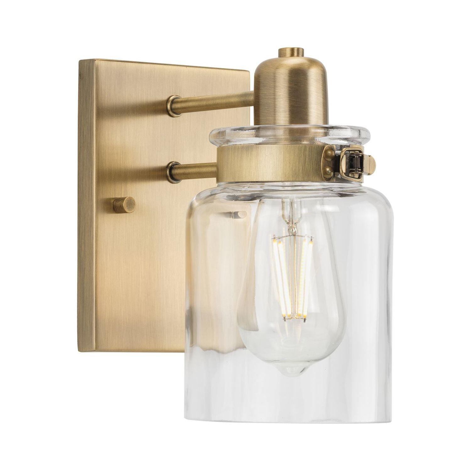 Progress Lighting, Calhoun Collection, 1-Light Bath Light, Vintage Brass, Clear Glass