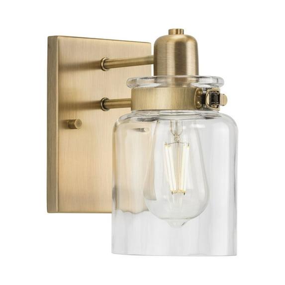 Progress Lighting, Calhoun Collection, 1-Light Bath Light, Vintage Brass, Clear Glass