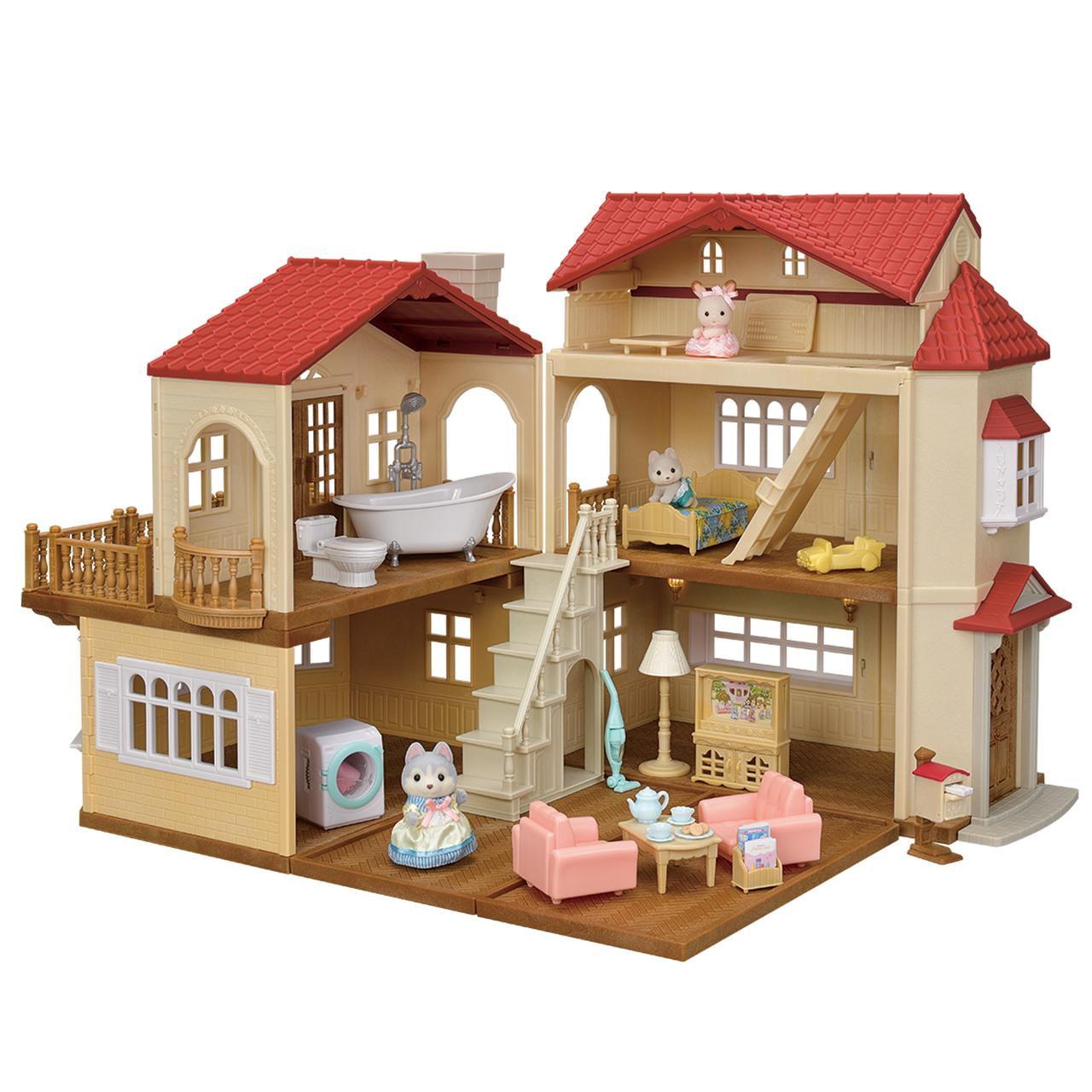Calico Critters Red Roof Country Home Gift Set - Secret Attic Playroom, Dollhouse Playset with Figures and Accessories