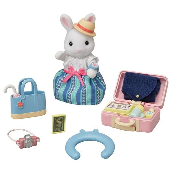 Calico Critters Snow Rabbit Mother's Weekend Travel Set, Dollhouse Playset with Figure and Accessories