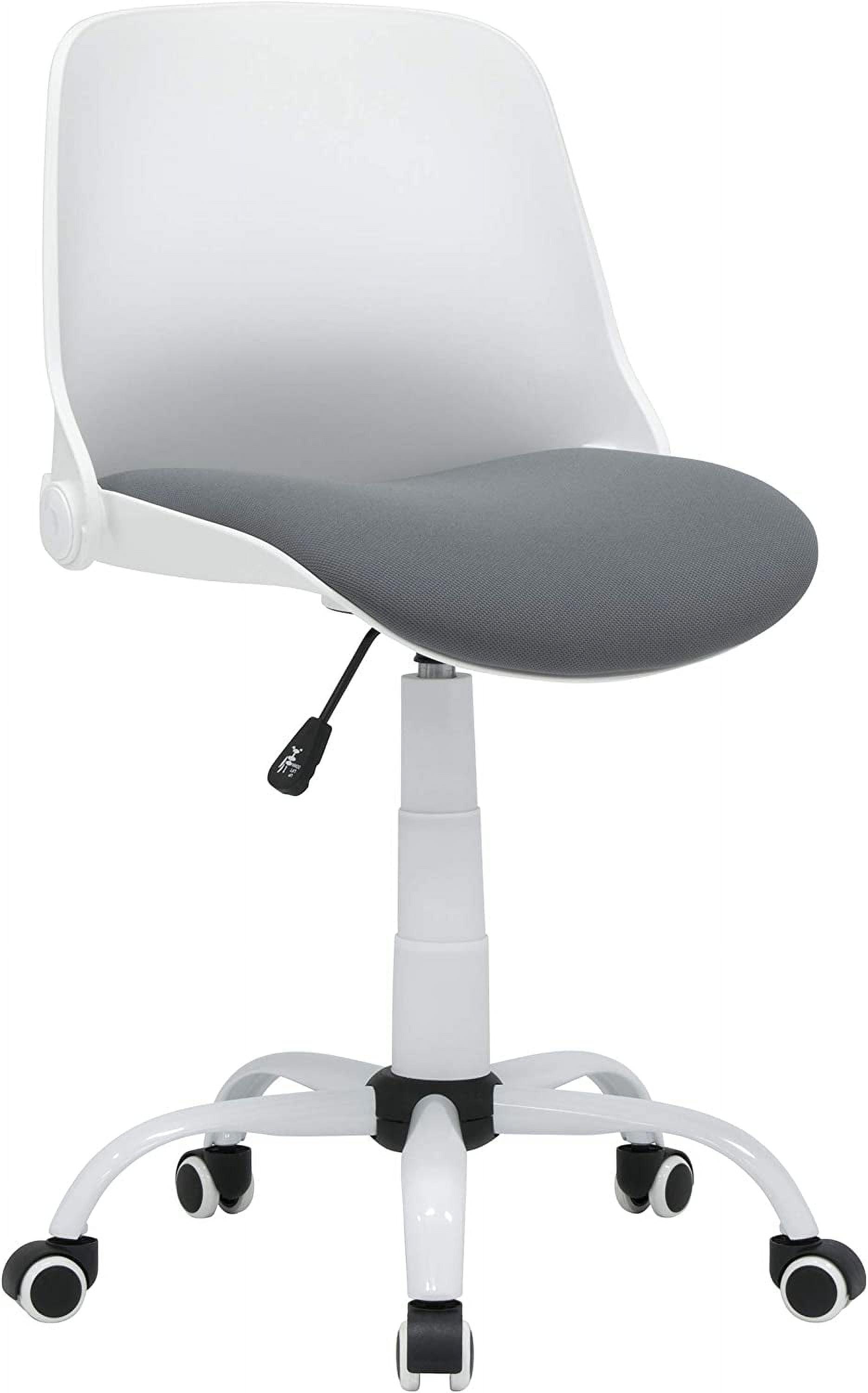 Ergonomic White and Gray Fabric Swivel Task Chair