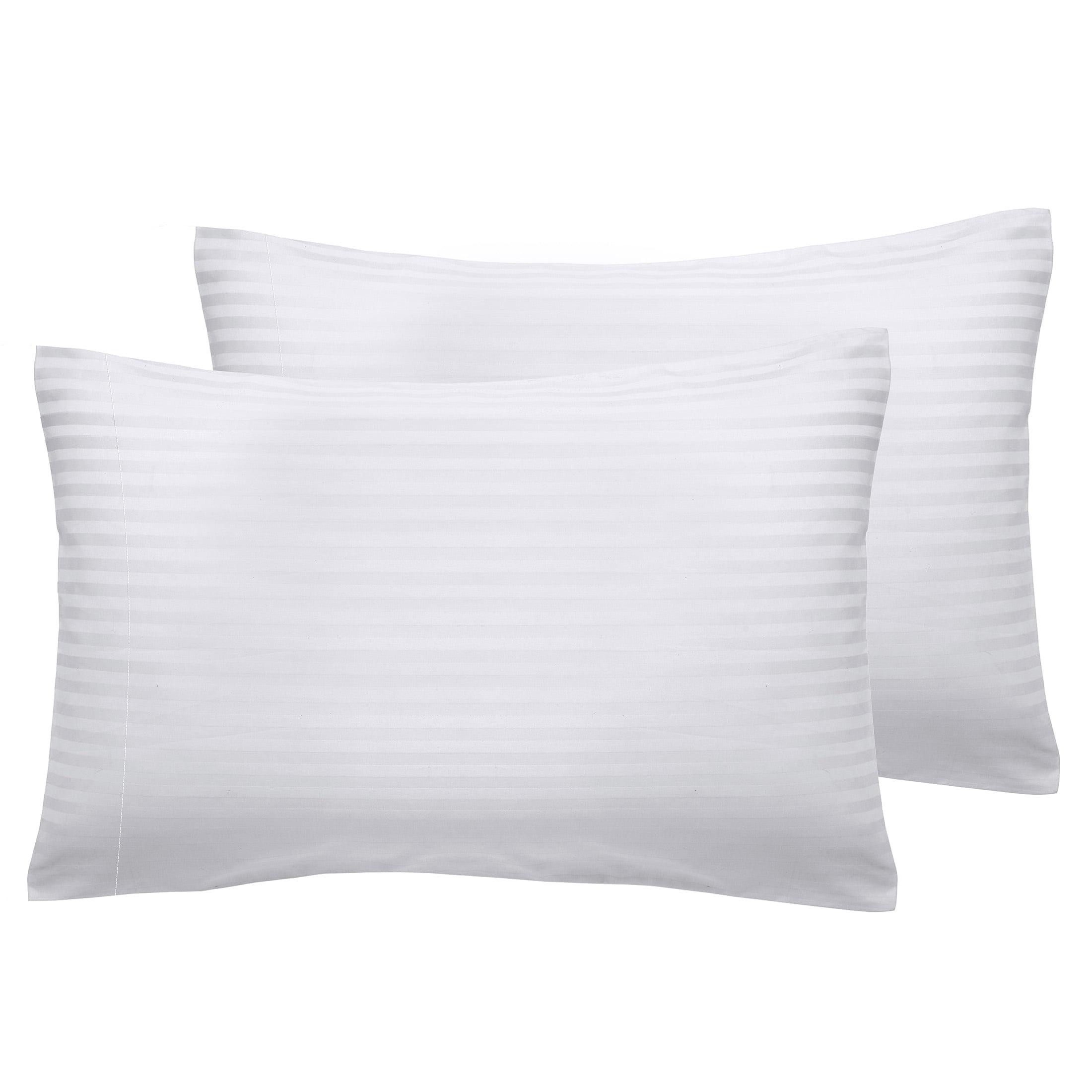 Striped White Cotton Sateen Standard/Queen Pillowcases, 400 Thread Count