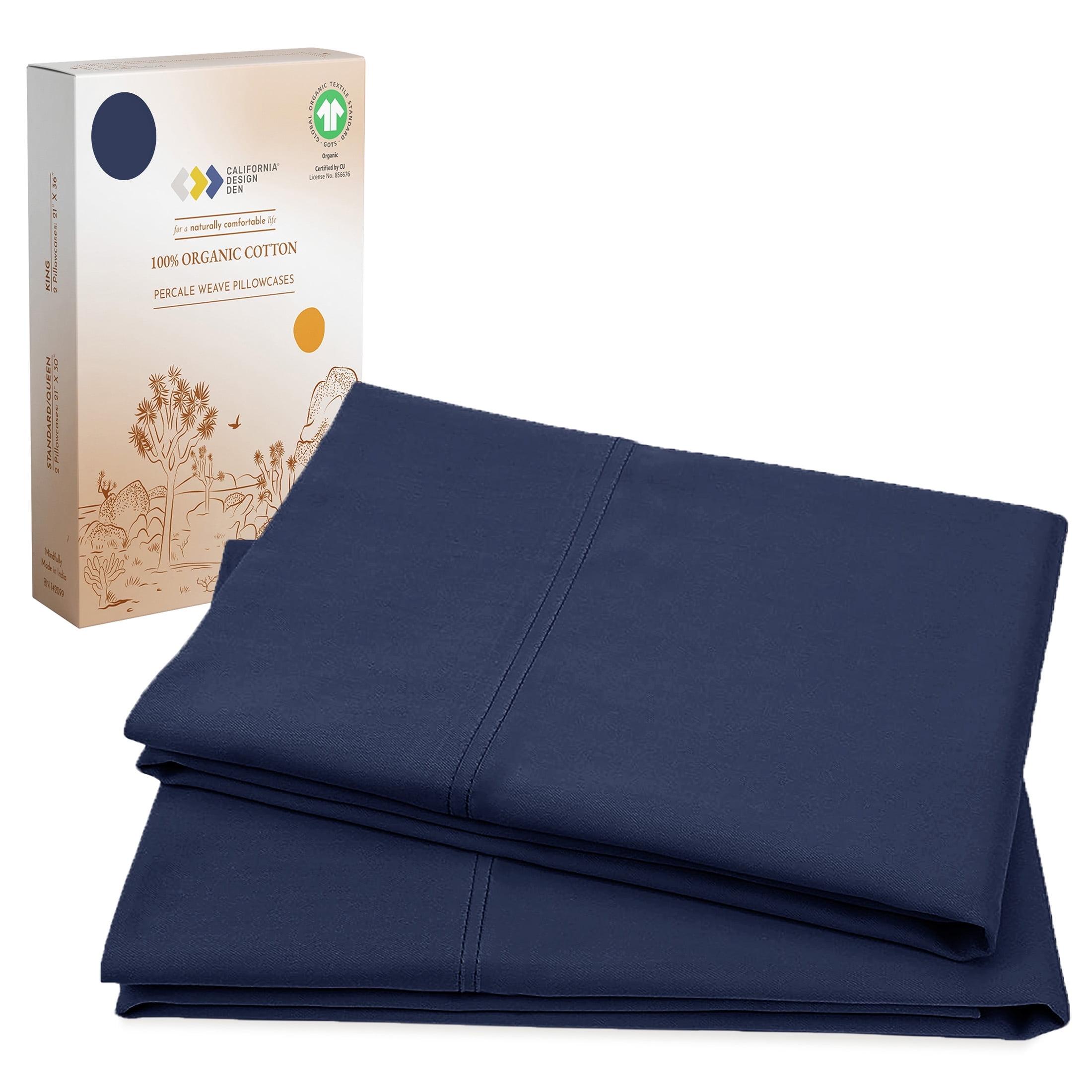 100% Organic Cotton Pillowcase Set - 300 Thread Count Percale, GOTS Certified - California Design Den