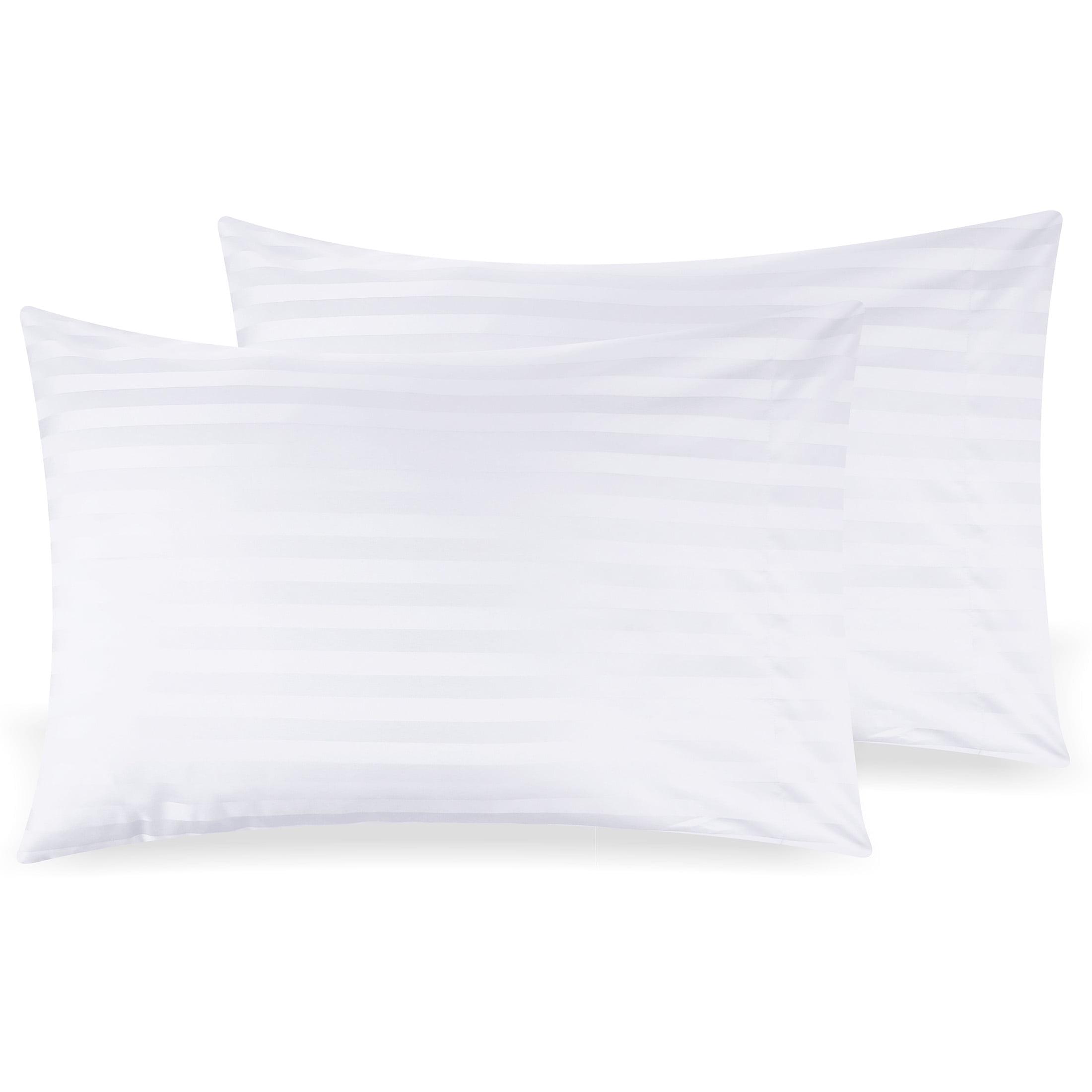 Elegant Striped Cotton-Satin Standard/Queen Pillowcase Set - Hypoallergenic