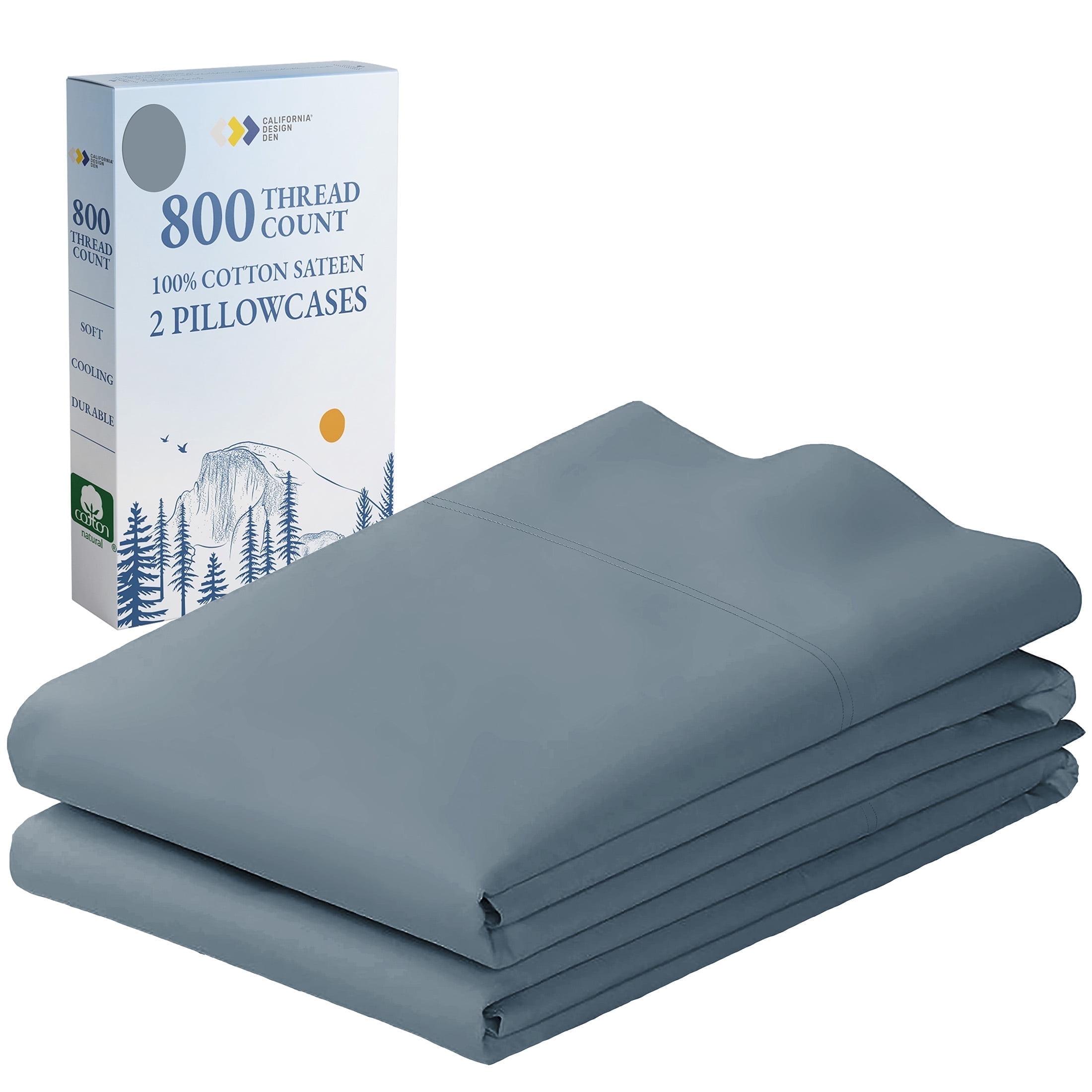 Luxury Pillowcase Set - 800 Thread Count Cotton Sateen, Soft Pillowcases by California Design Den - Pastel Blue - Steel, Standard/Queen Pillowcases