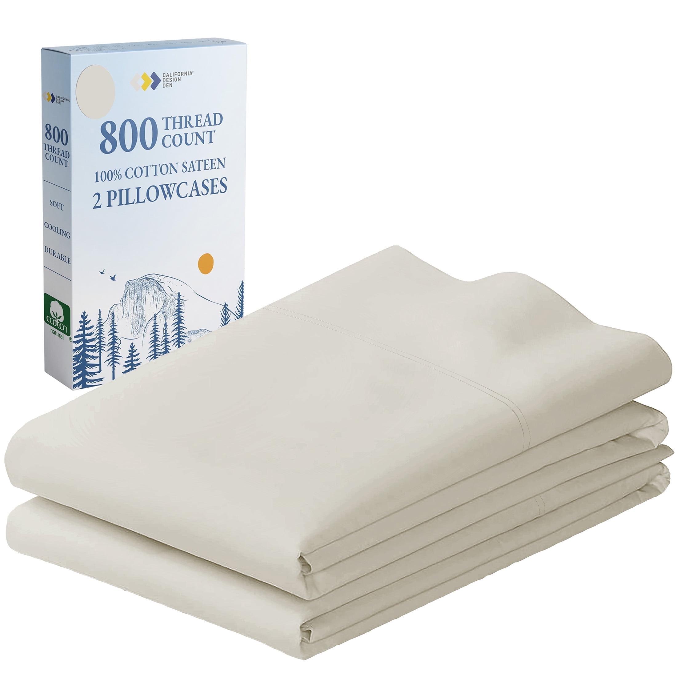 Luxury Pillowcase Set - 800 Thread Count 100% Cotton Sateen, Soft & Cooling Pillowcases by California Design Den - Ivory, Standard/Queen Pillowcases
