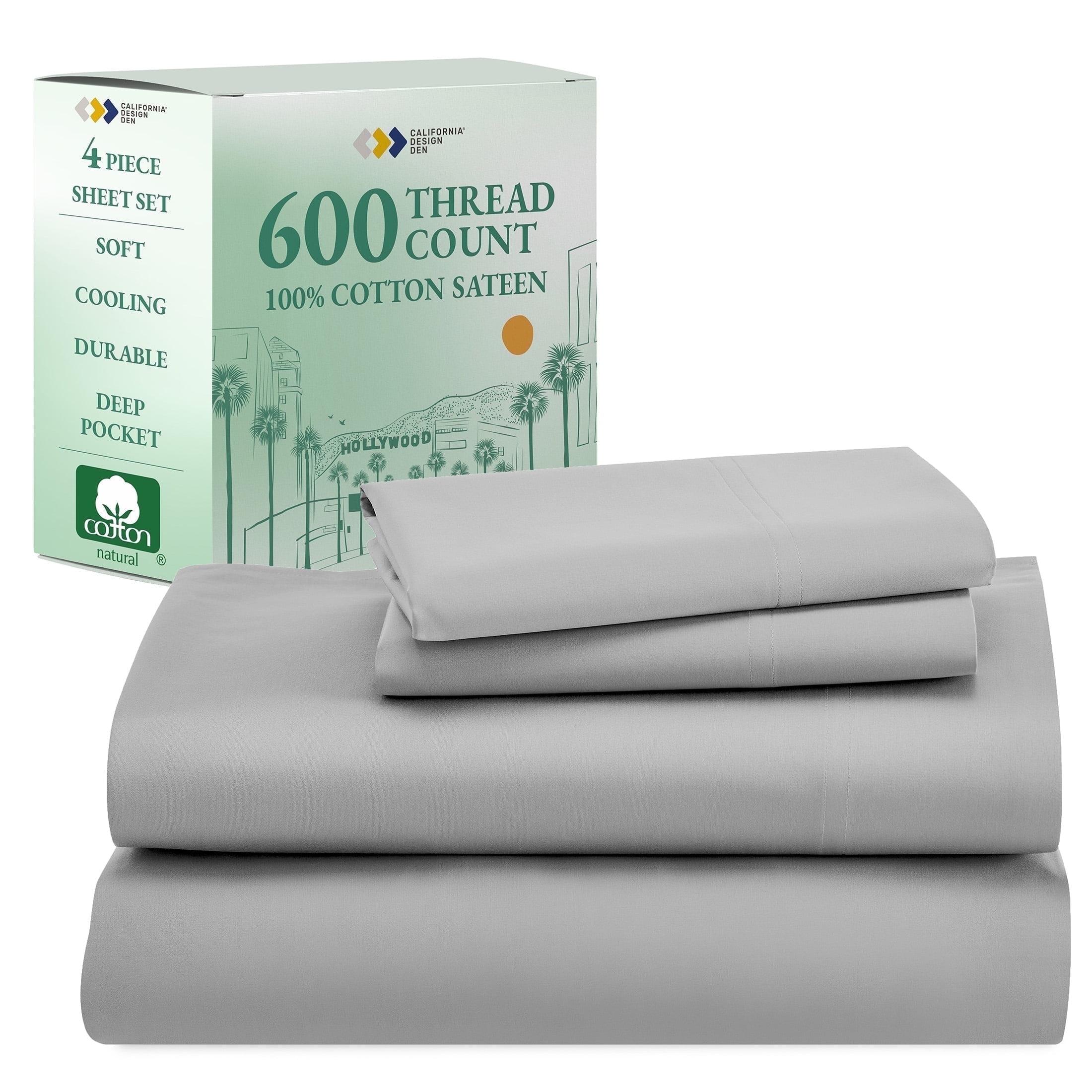 5-Star Luxury Sheet Set | 600 Thread Count 100% Cotton Sateen | Soft & Crisp Bed Sheets with Deep Pockets by California Design Den