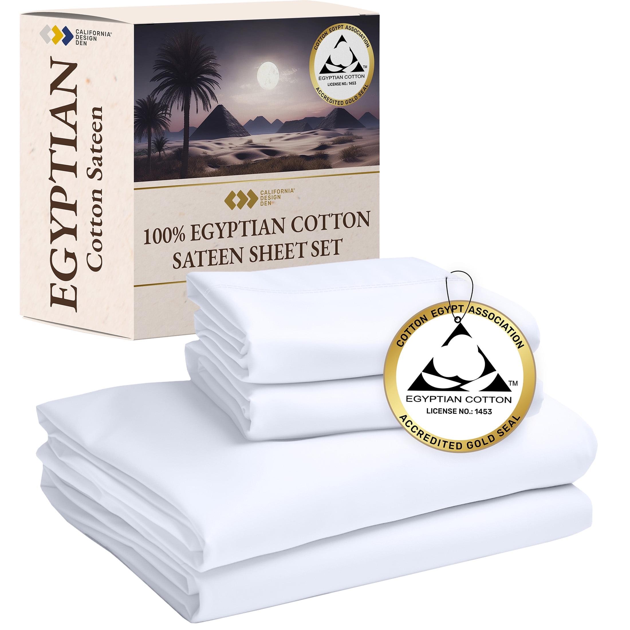 California Design Den Certified 100% Egyptian Cotton California King Sheets, Cotton Bed Sheets, 4 Piece Bedding Sheets & Pillowcases Set, White