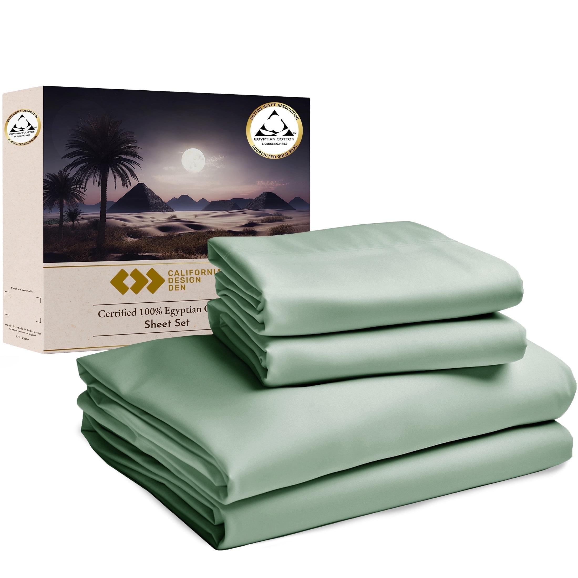 Sage Green Queen Egyptian Cotton Sheet Set with Deep Pockets