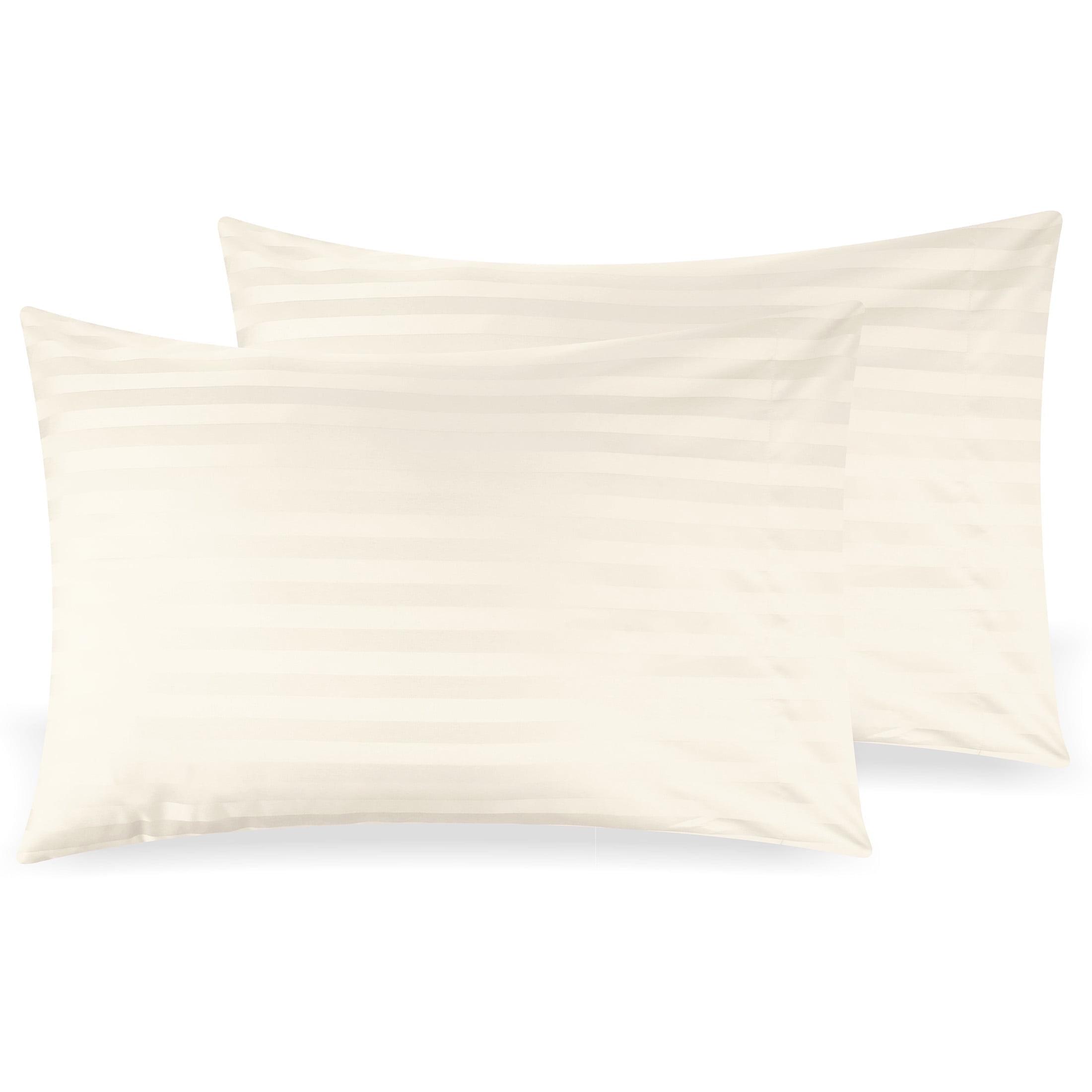 Ivory Striped Cotton Standard/Queen Pillowcases Set of 2