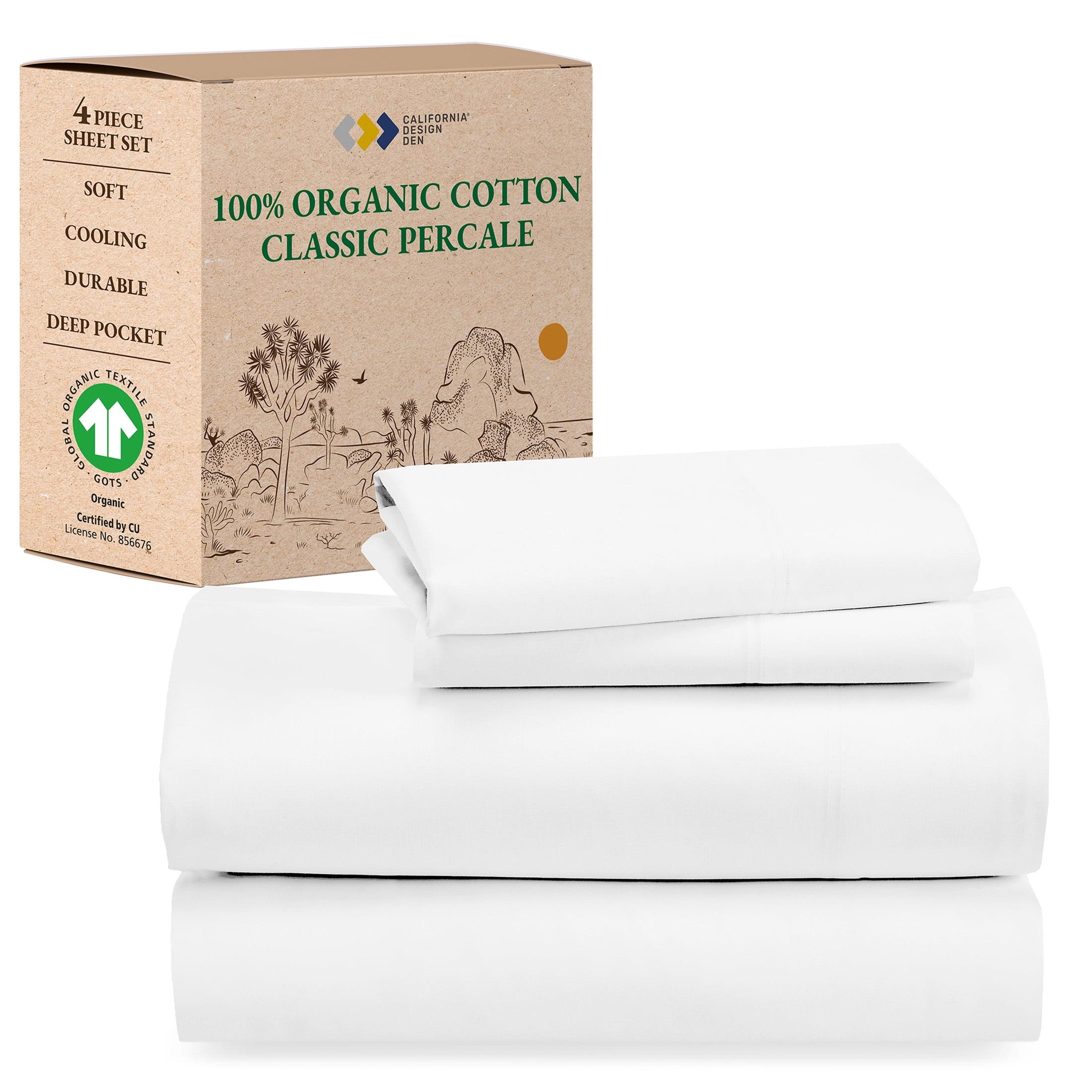 Bright White Full Organic Cotton Percale Sheet Set