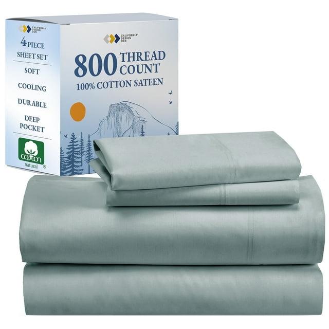 Luxury Bed Sheets Set - 800 Thread Count 100% Cotton Sheets, Deep Pocket, Soft, Cool & Breathable by California Design Den - Soft Teal, King