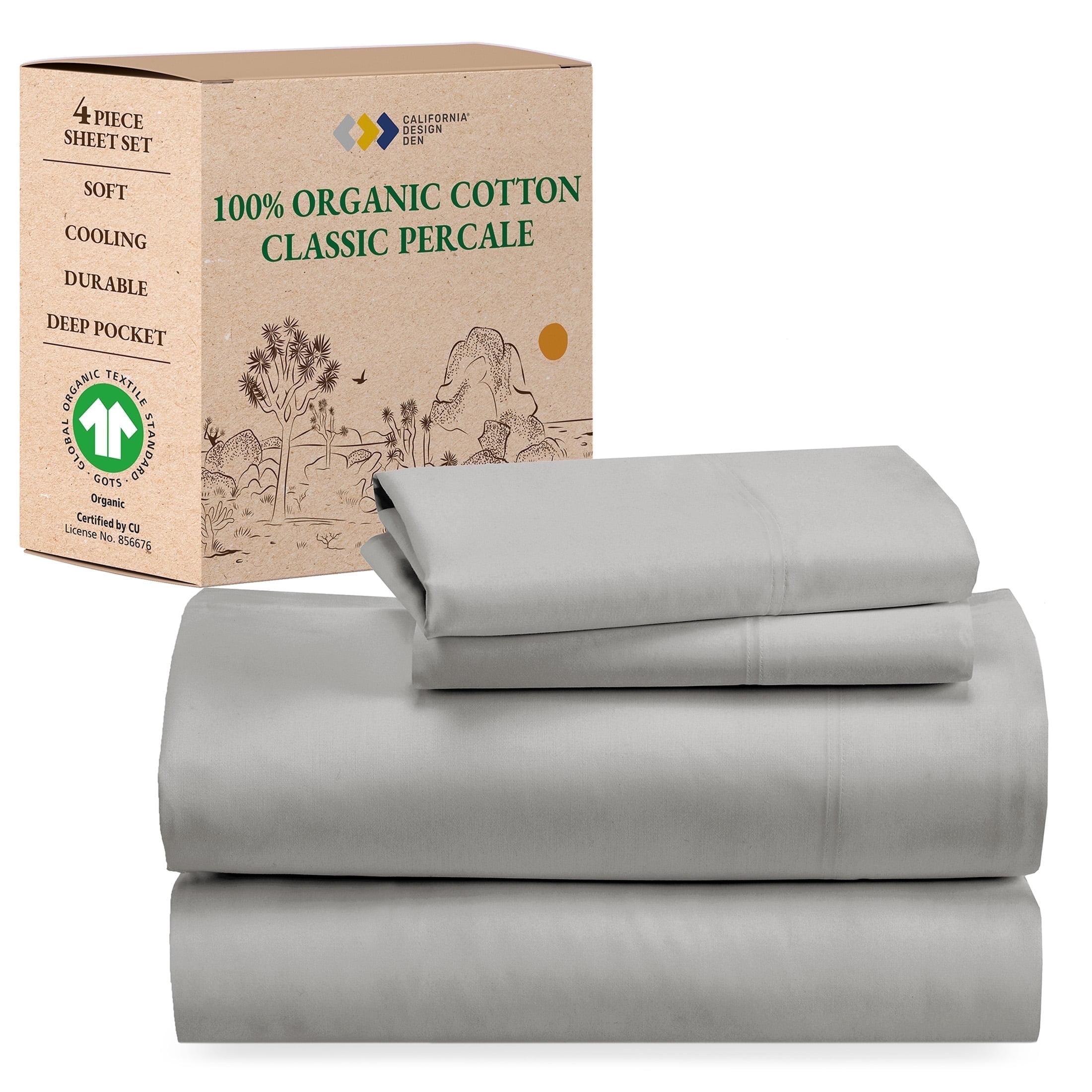 Light Grey Organic Cotton Percale California King Sheet Set