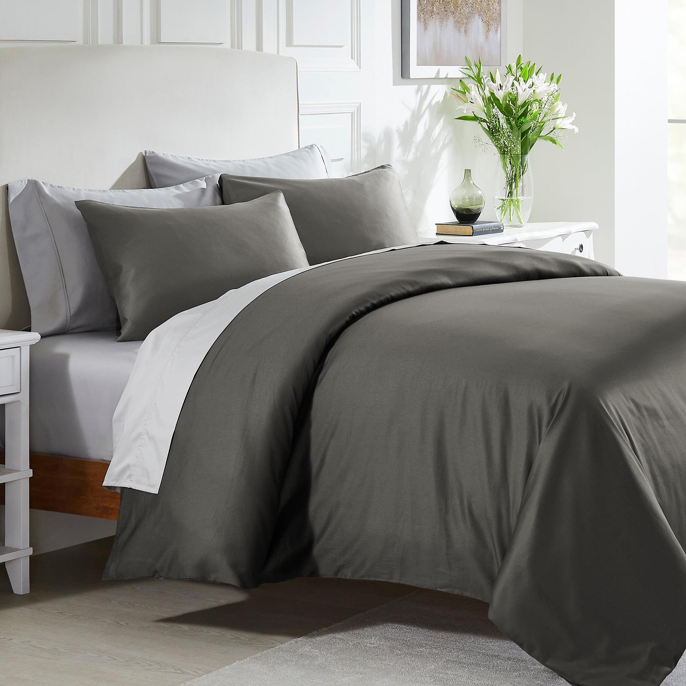 Duvet Cover Set 400 Thread Count 100% Cotton Sateen - Button Closure, Corner Ties by California Design Den